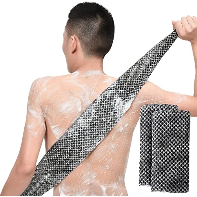 SWIUKPHE منشفة غسيل للاستحمام للاستحمام، منشفة منشفة تقشير، منشفة تقشير للبشرة، مقشر للجسم، رجال ونساء (2 حلقة) - Image 1